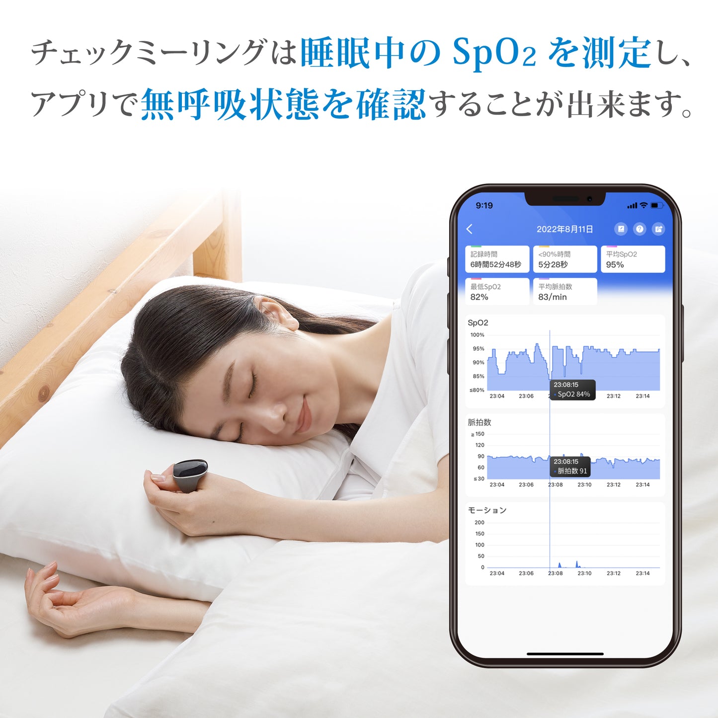 リング型パルスオキシメータ チェックミーリングLサイズ《充電アダプタセット》